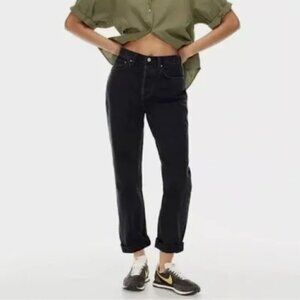 Aritzia Denim Forum Black Jeans Size 26 The Boyfriend High Rise Loose New